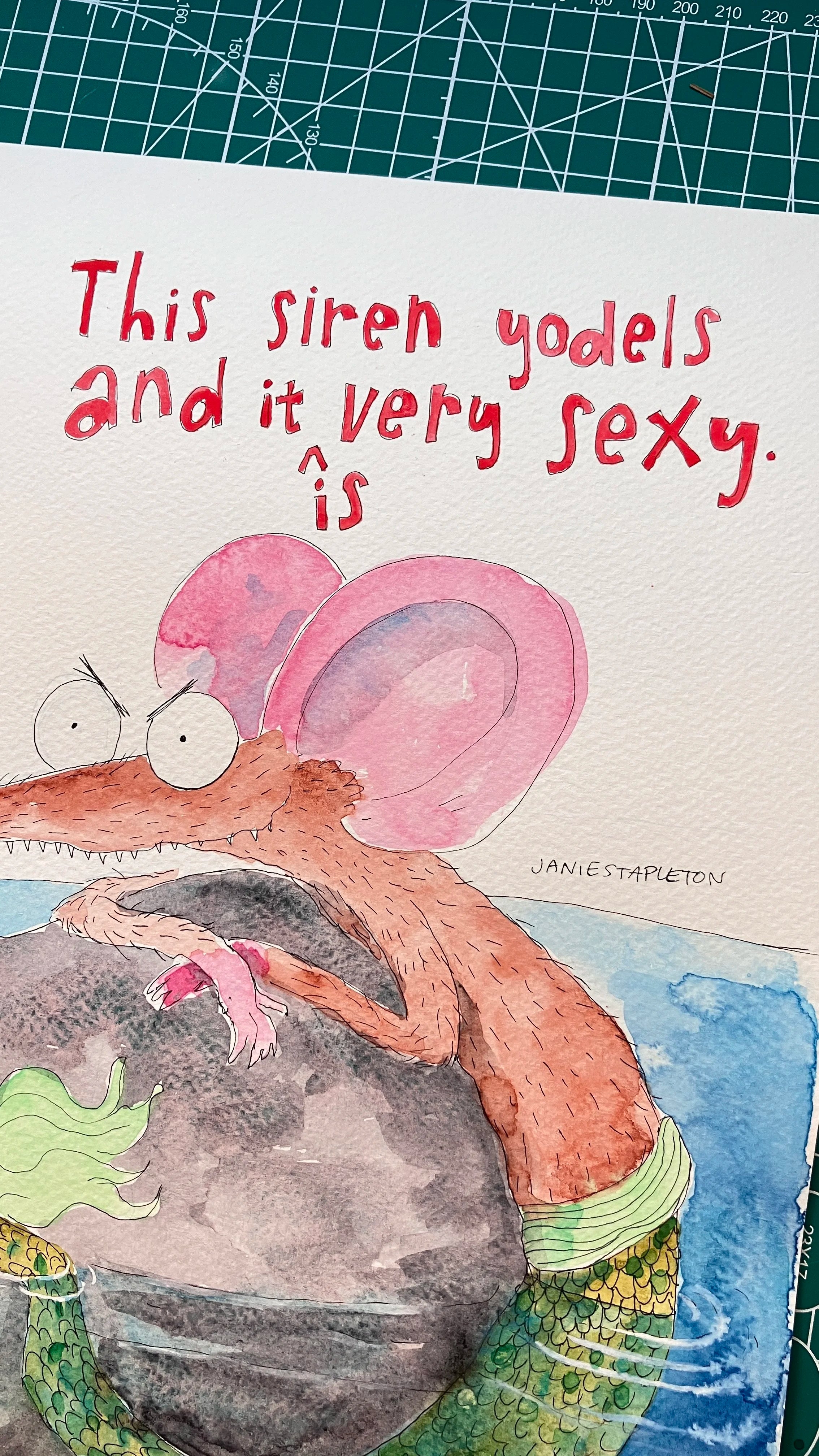 Yodeling Siren original art