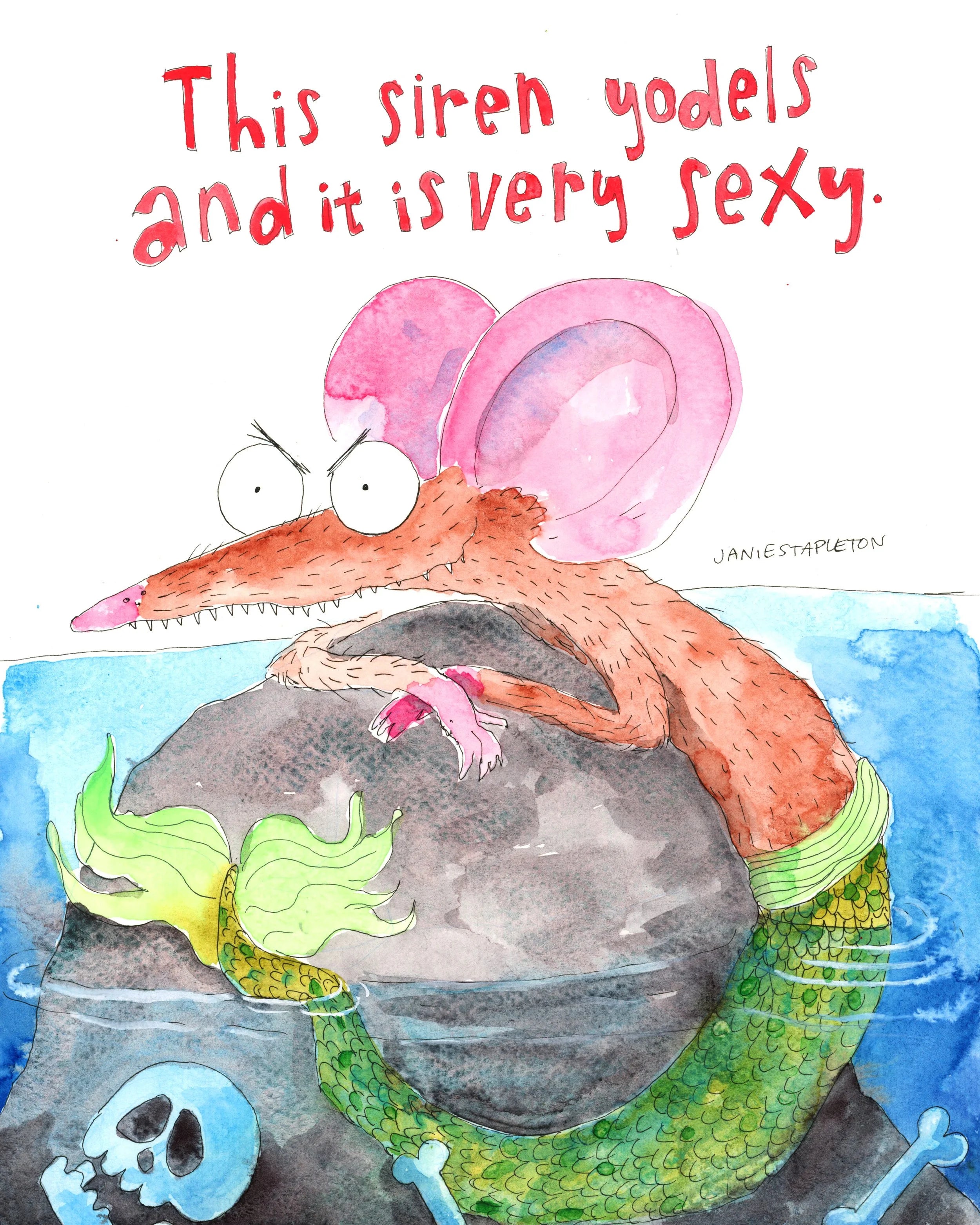 Yodeling Siren original art