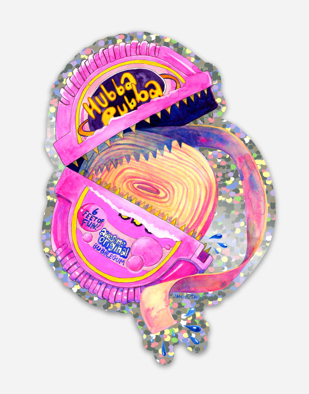 Hubba Bubba glitter sticker